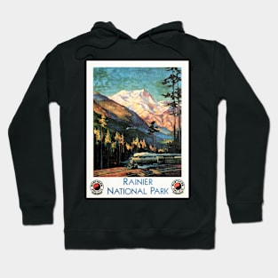 Mount Rainier National Park Washington Vintage Railway Hoodie